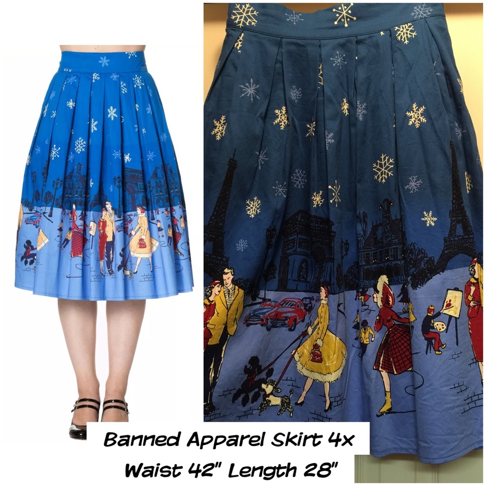 Banned Apparel Iceskating Print Skirt