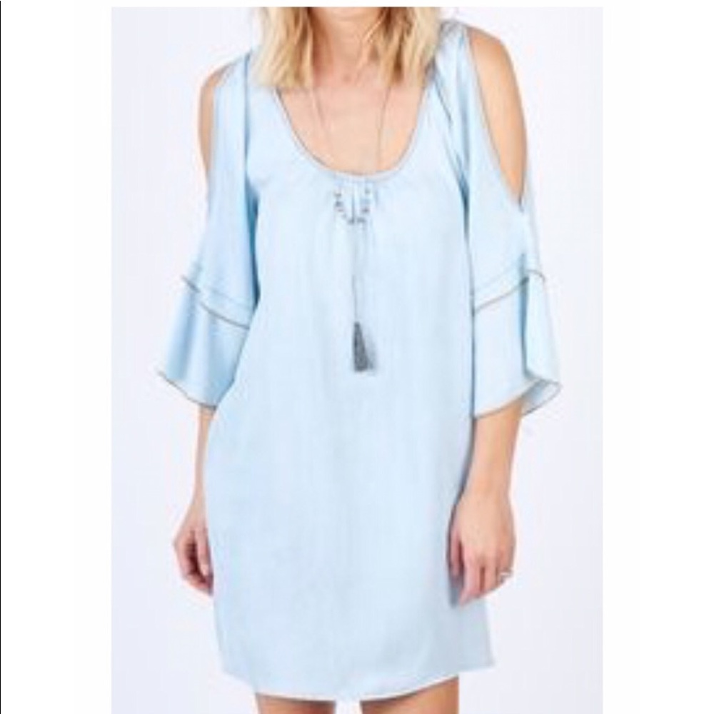 Glam St. Barths cold-shoulder split-sleeve dress