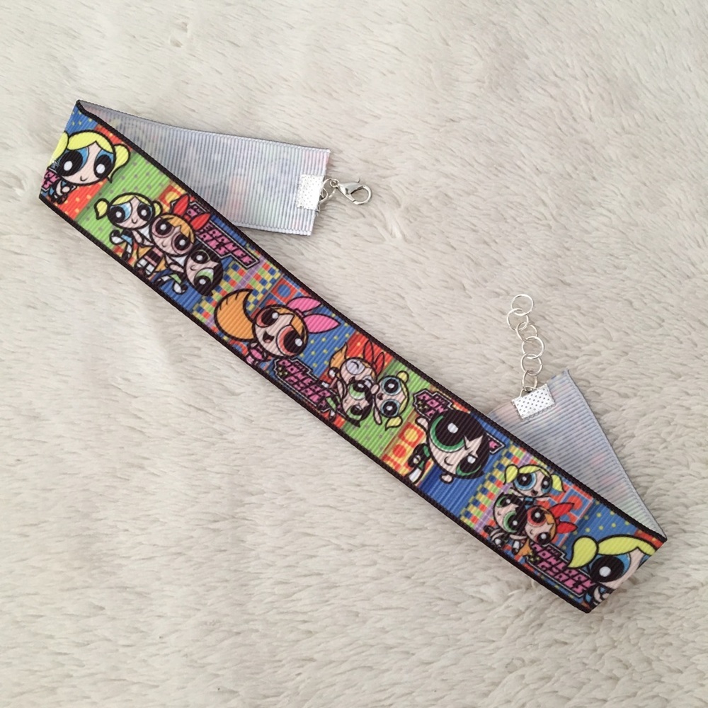 90's Powerpuff Girls choker in silver rainbow - Picture 1 of 2