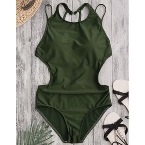 🆕NWT!! Army Green Strappy One Piece Swimsuit
