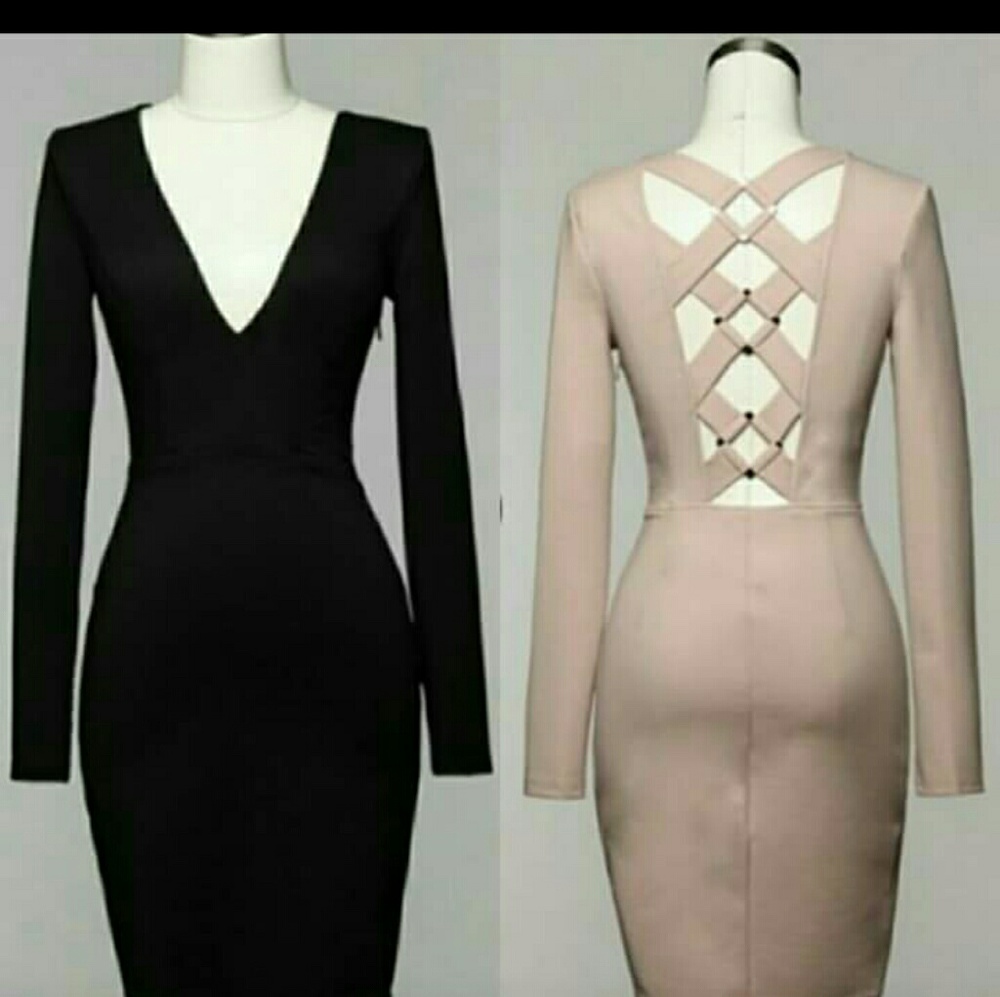 Criss cross black midi dress