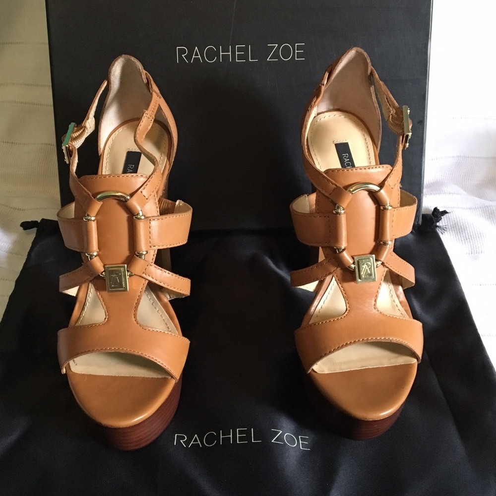 Rachel Zoe Alexa Classic Camel Chunky Heels NEW