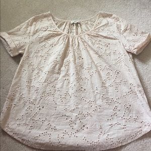 Cream floral and cut out design shirt