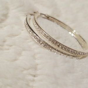 Origami Owl silver and crystal hoop earrings