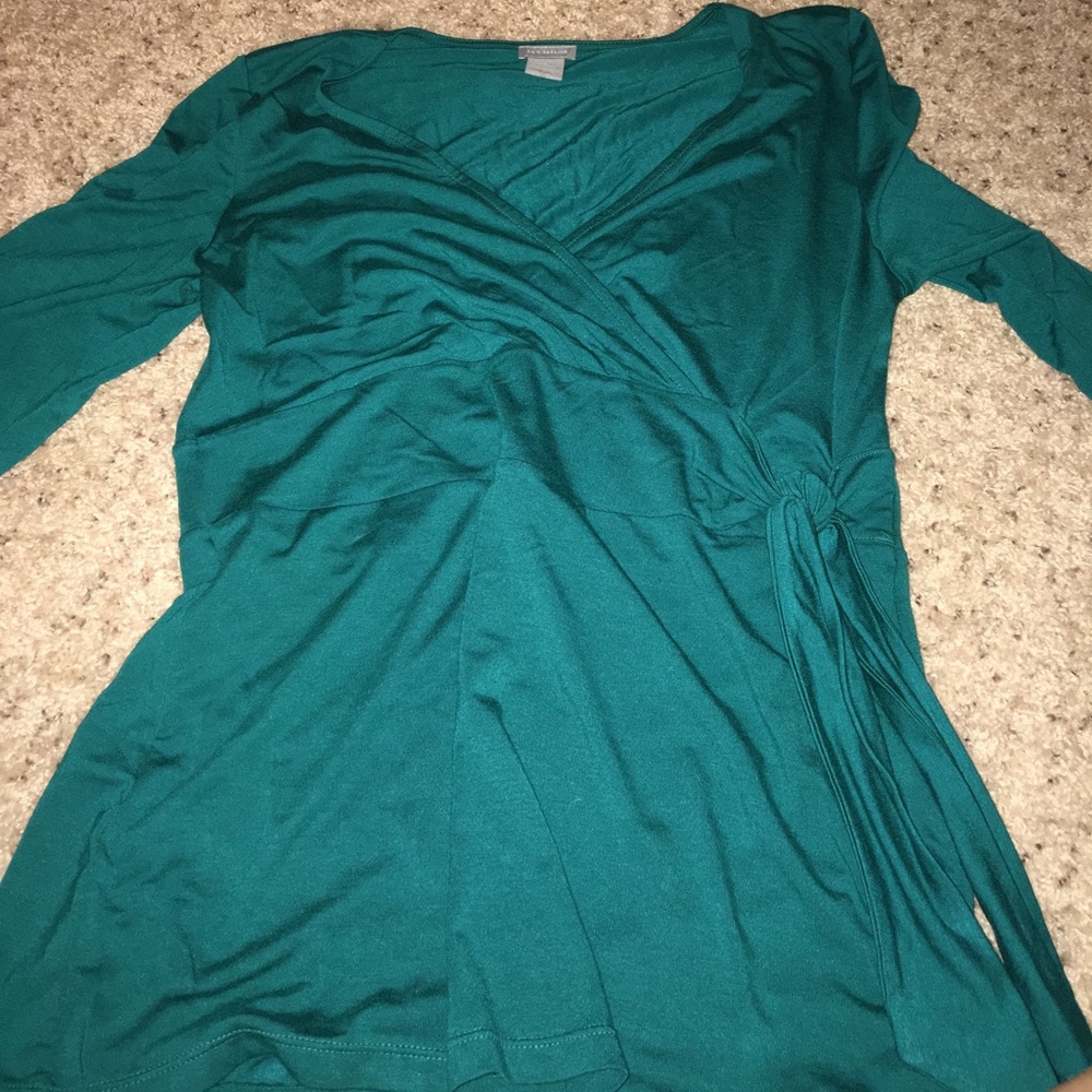 Ann Taylor faux wrap 3/4 sleeve shirt