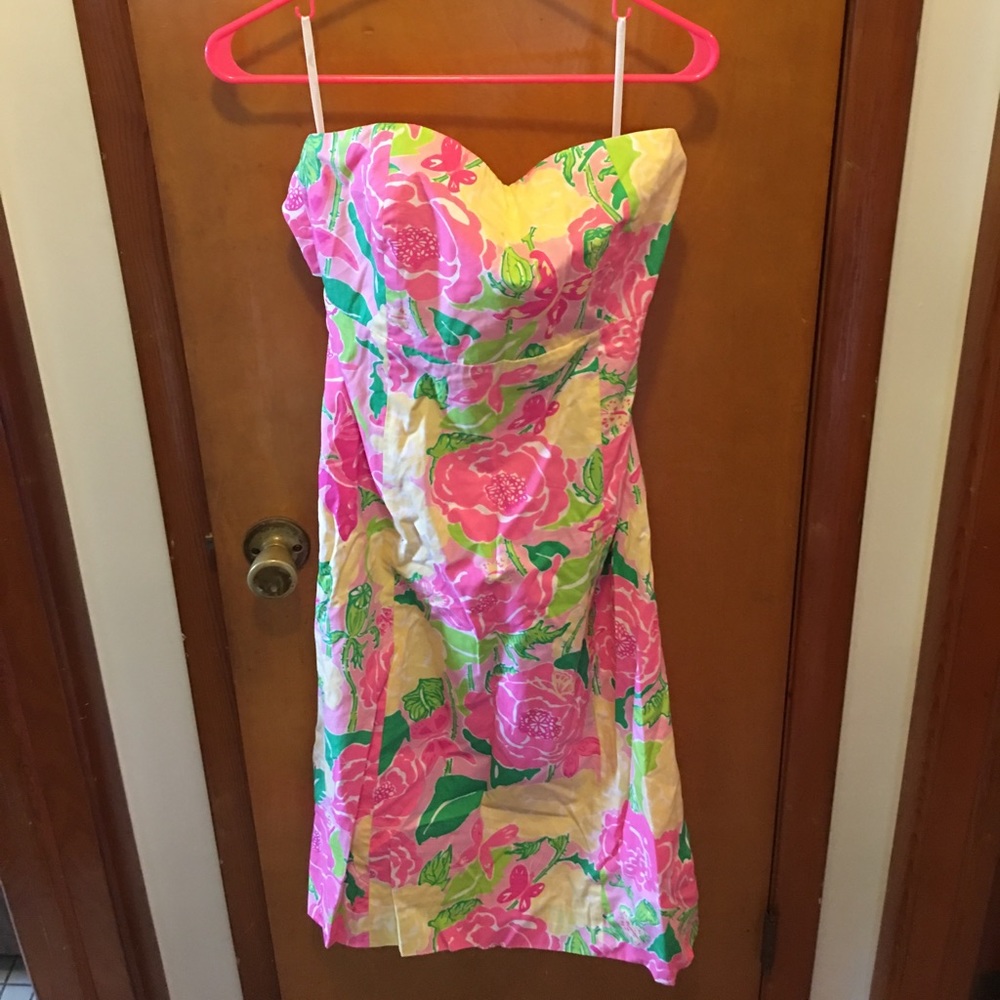 Lilly Pulitzer sz 8 women's strapless dress pink