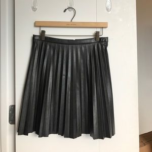 JCrew faux leather pleated skirt