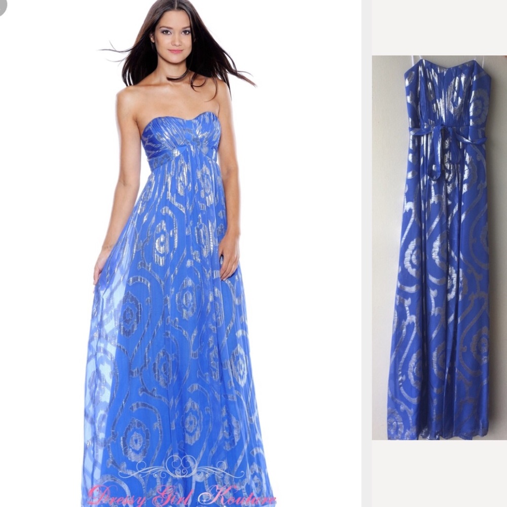 ✨Silk strapless gown blue & silver 6