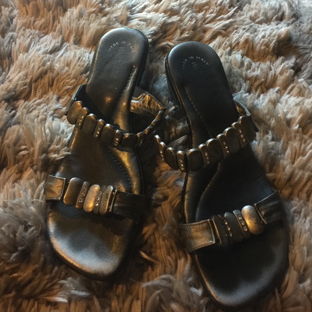 Matisse wedge sandals, silver with rhinestone