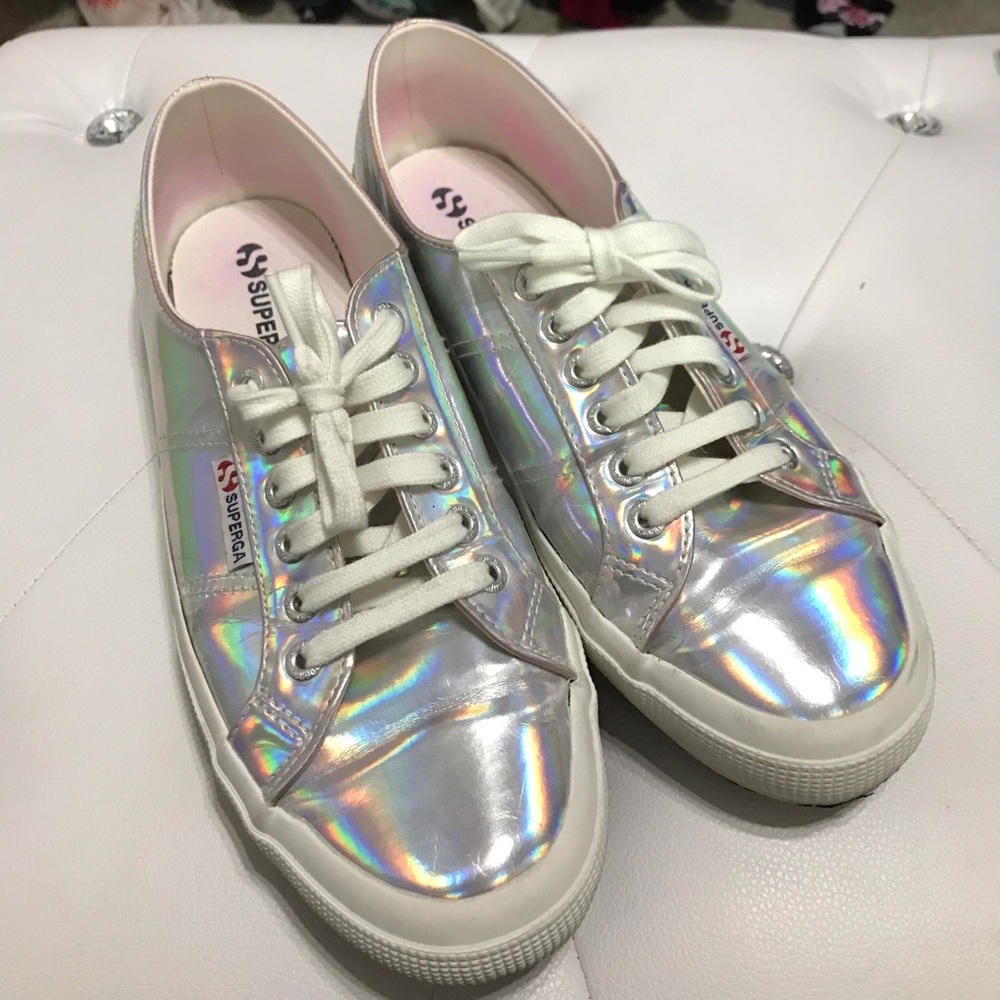 Superga holographic silver sneakers