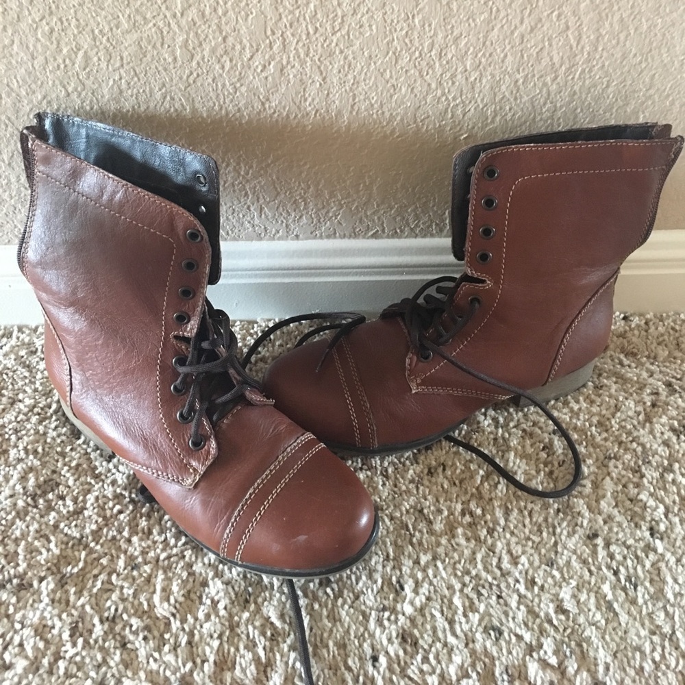 Steve Madden Cognac Brown Combat Boots