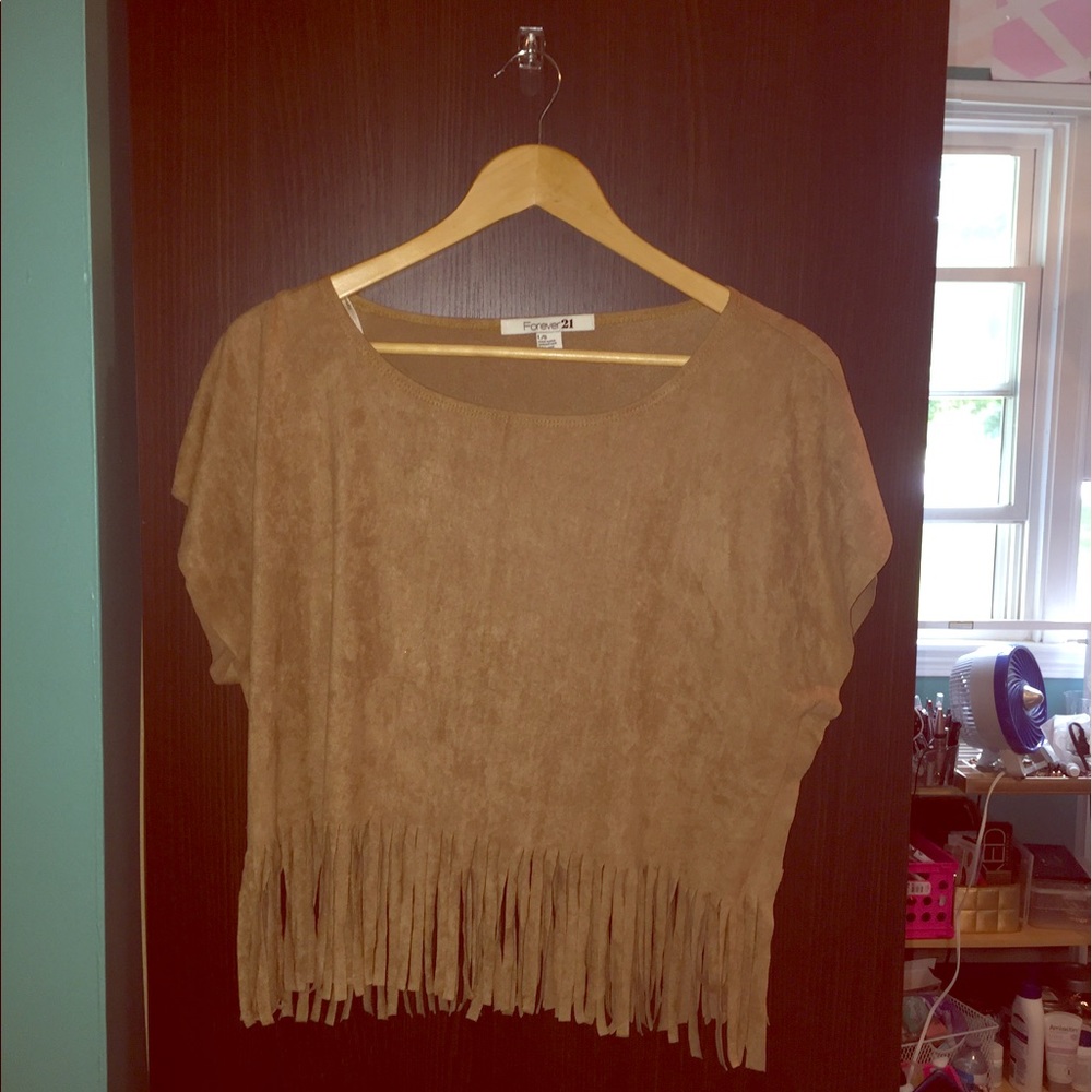 Brown fringe top