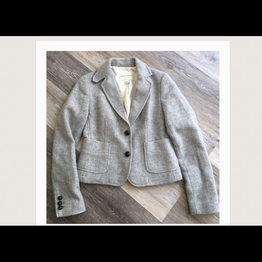 Banana Republic Gray Herringbone Blazer