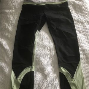 Lululemon cropped spandex with yellow mesh