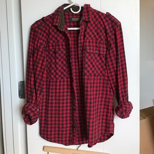Red and black flannel shirt