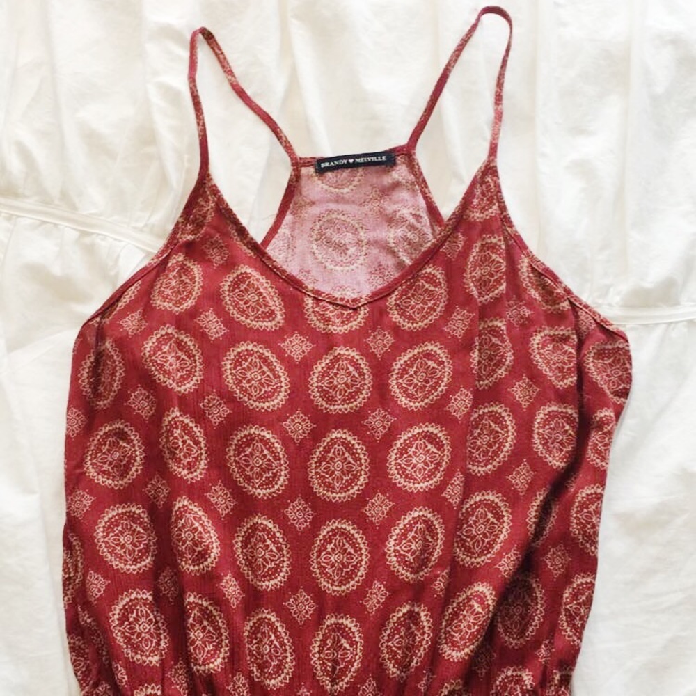 Brandy Melville Red Boho Print Jumpsuit