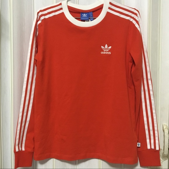 // Final Price // Adidas 3 Stripes Red Top - Picture 2 of 7
