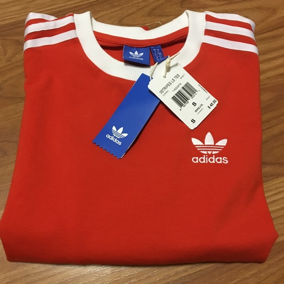 // Final Price // Adidas 3 Stripes Red Top - Picture 4 of 7