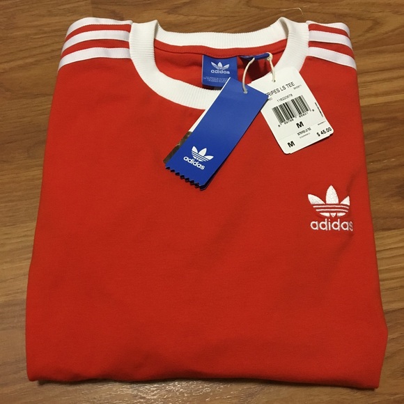 // Final Price // Adidas 3 Stripes Red Top - Picture 5 of 7