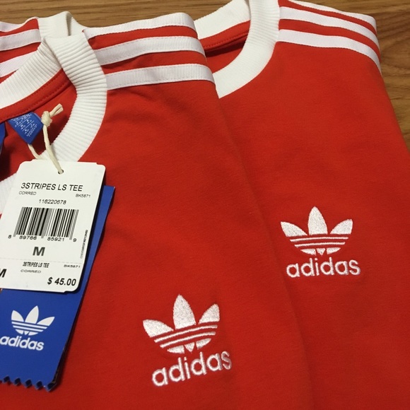 // Final Price // Adidas 3 Stripes Red Top - Picture 7 of 7