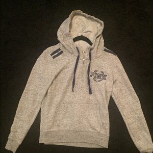 VS PINK Gray Quarter-Zip Hoodie