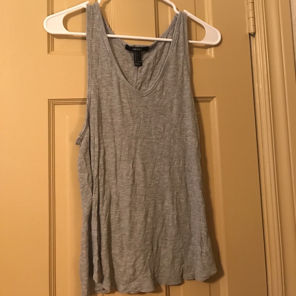 Gray ribbed tank top