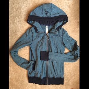Blue striped lululemon zip-up hoodie
