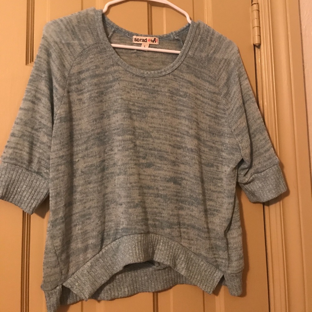 Short-sleeve, crop blue light sweater