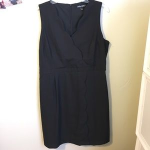 Black scallop v-neck wrap dress