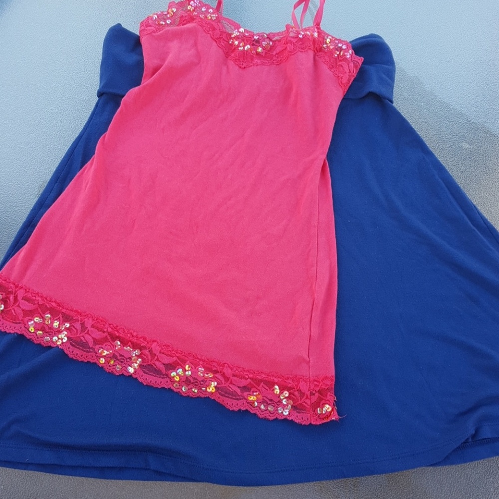 Pink lace trim cami XS