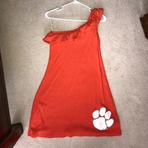 CLEMSON one shoulder ruffled dress