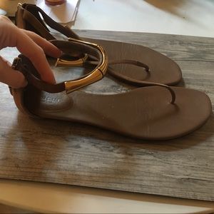 Gucci brown suede and gold bamboo sandals size 39