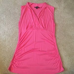 Pink Jersey Sleeveless Top with Side Ruching