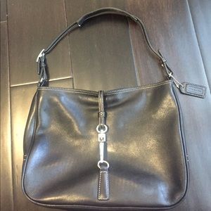 Black leather coach purse