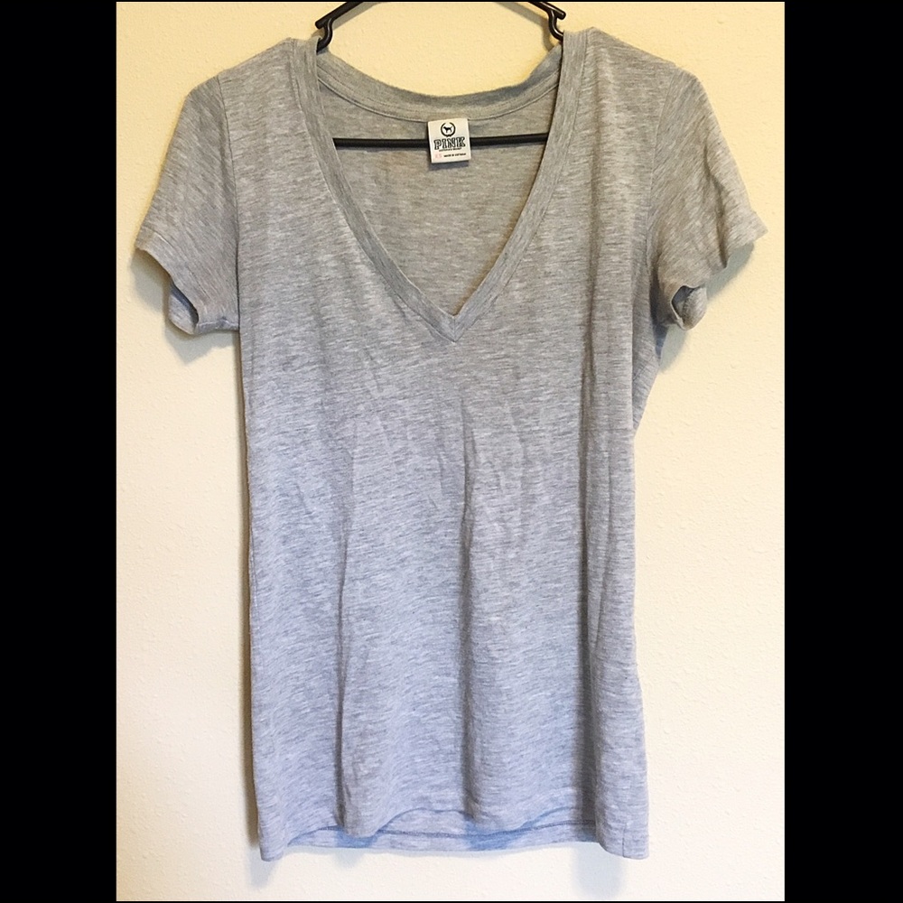 CLEARANCE VS PINK heathered gray V neck