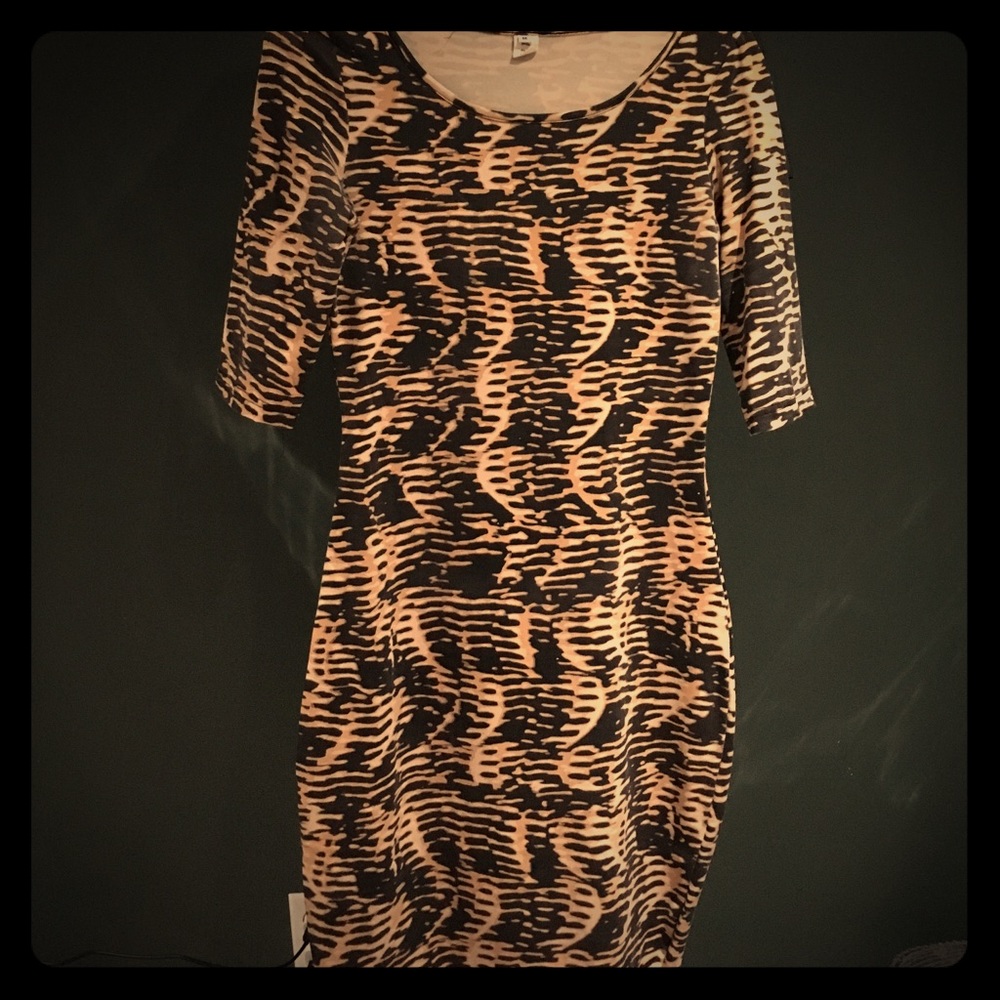 Black and gold mid- length dress