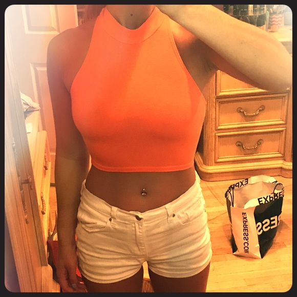 Orange crop top super stretchy and cute - Picture 3 of 3