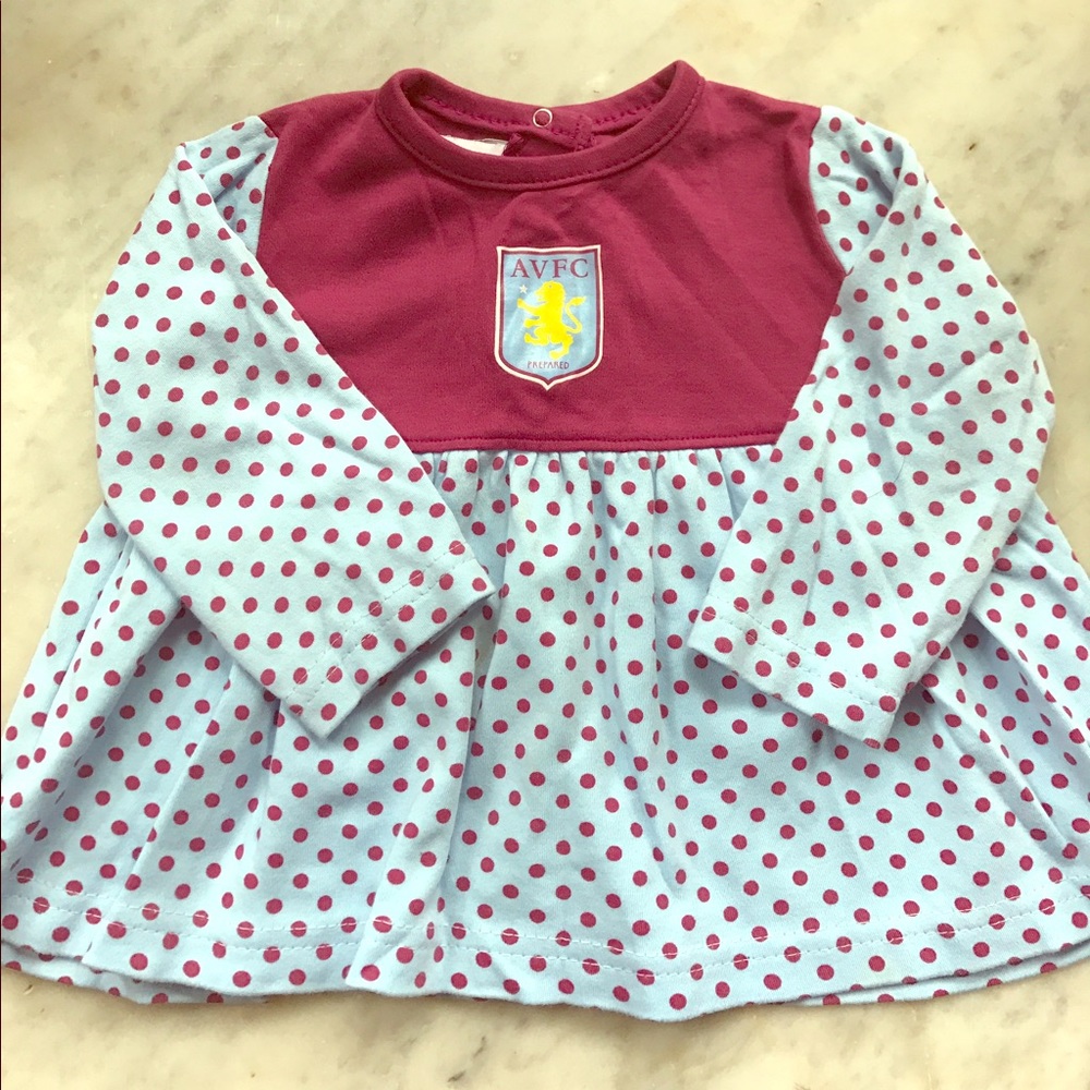 Aston Villa football club baby girl top 6-12m