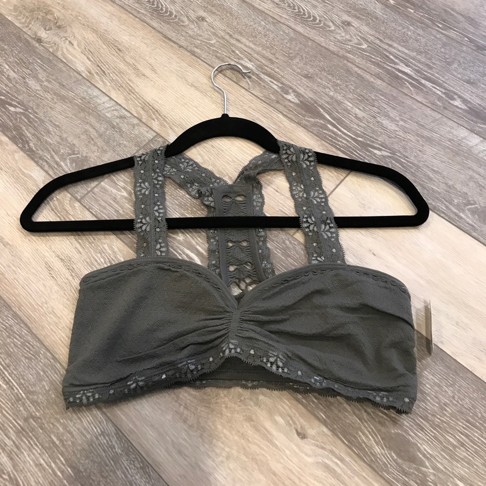 Charcoal Grey lace overlay bralette size m/L