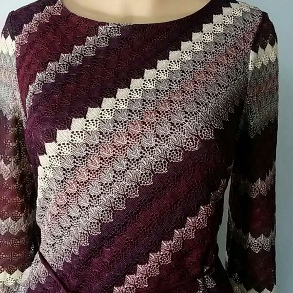 Wine Burgundy Tan Studio One Women's Size 8 Dress