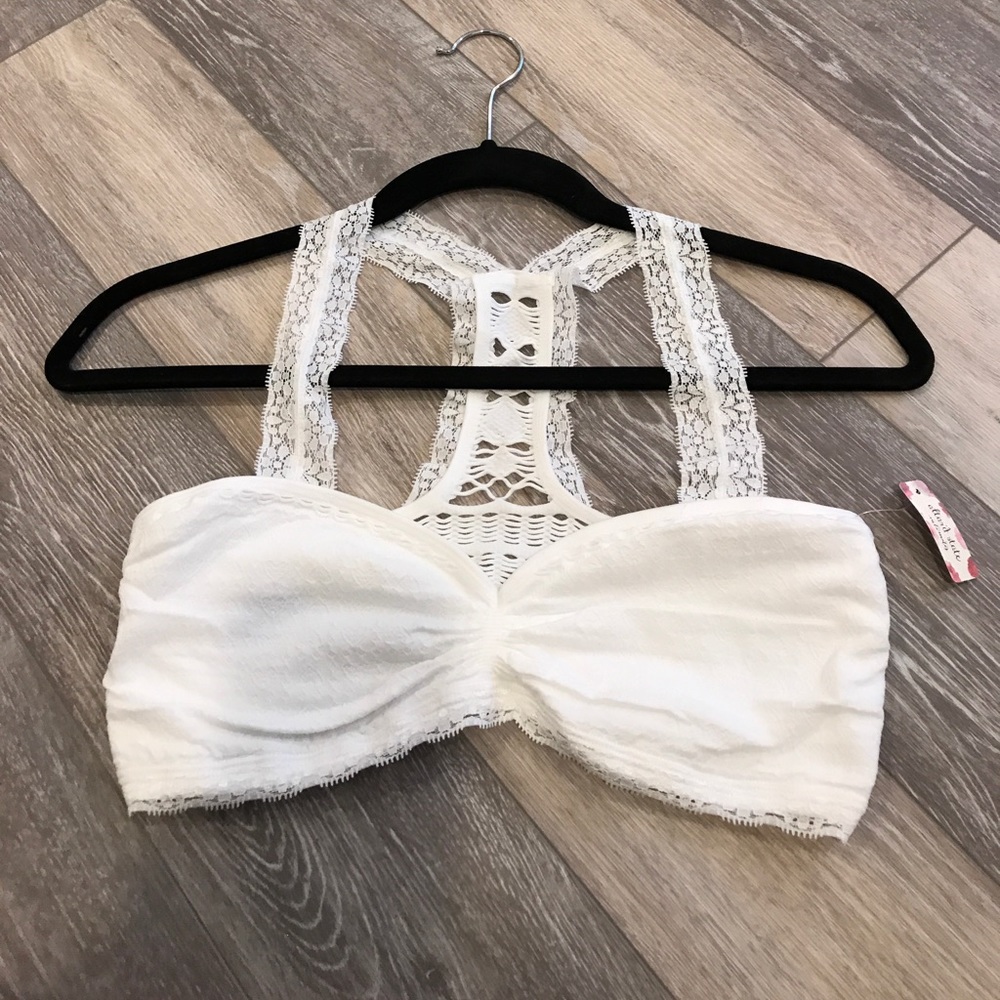 Bright White lace overlay bralette size m/L