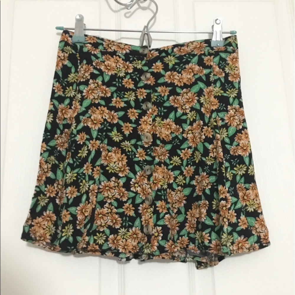 Black floral skater skirt