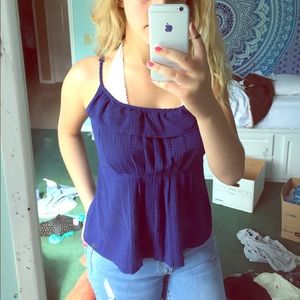 blue textured summer top