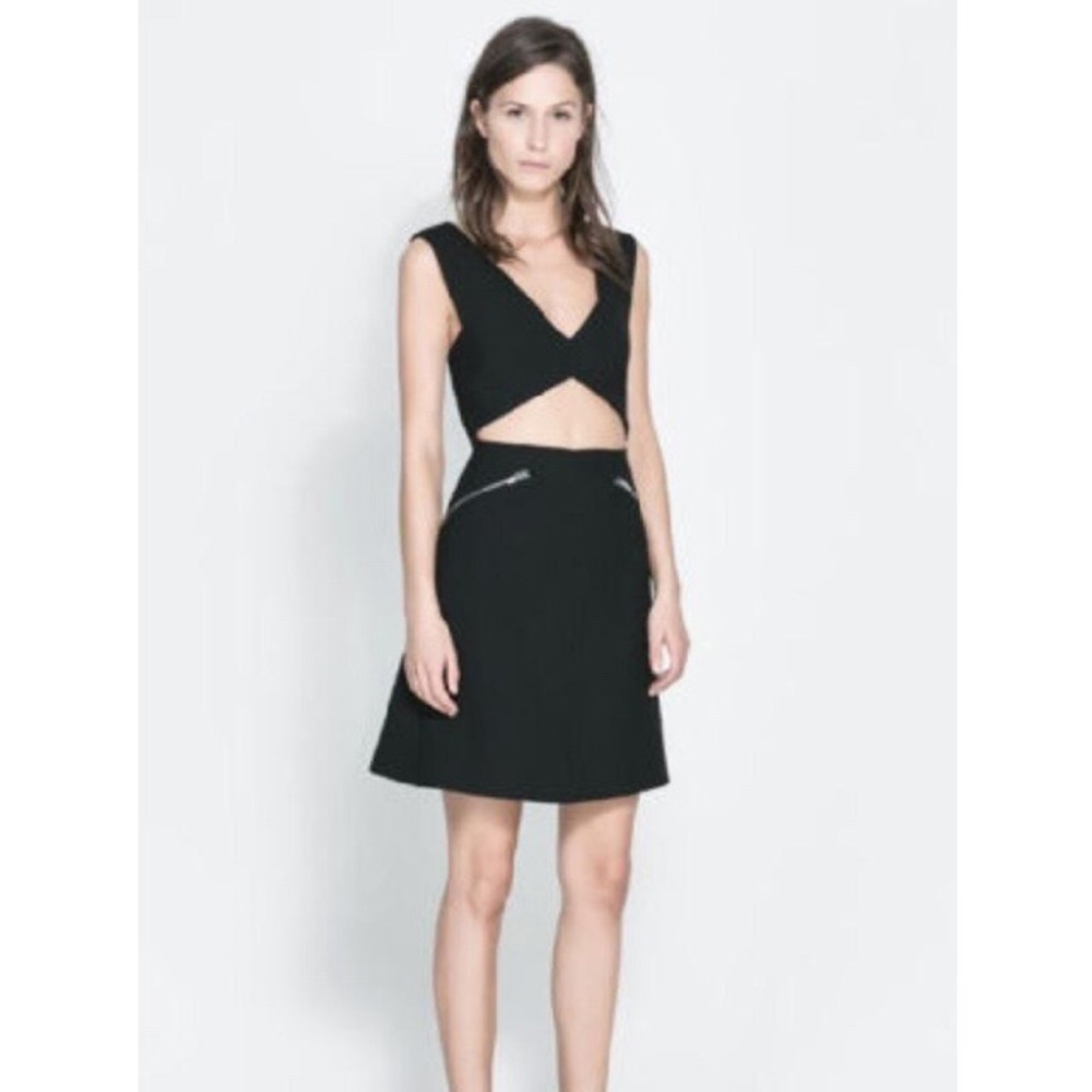 Zara Black Triangle Cut-Out Dress Sz M