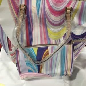 Trina Turk tote , includes makeup bag and duster