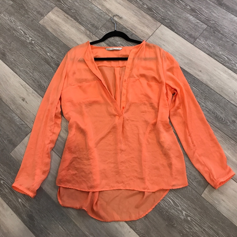 Zara Brand button down blouse in coral size xl