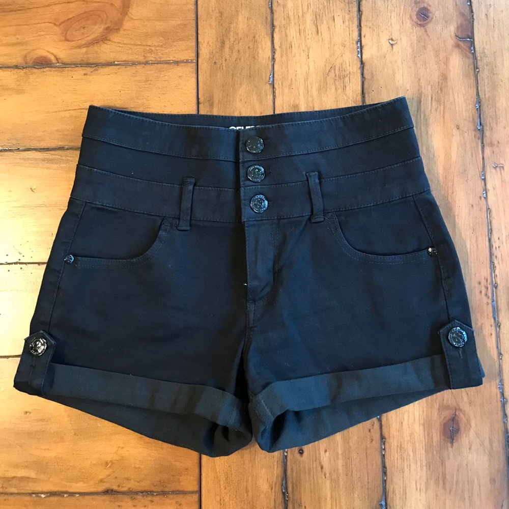 Black high rise hipster shorts