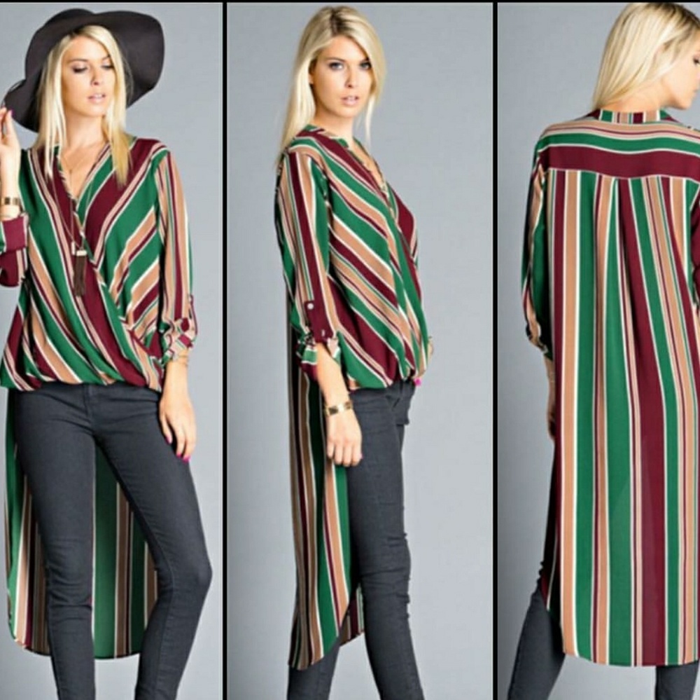Striped high low shirt