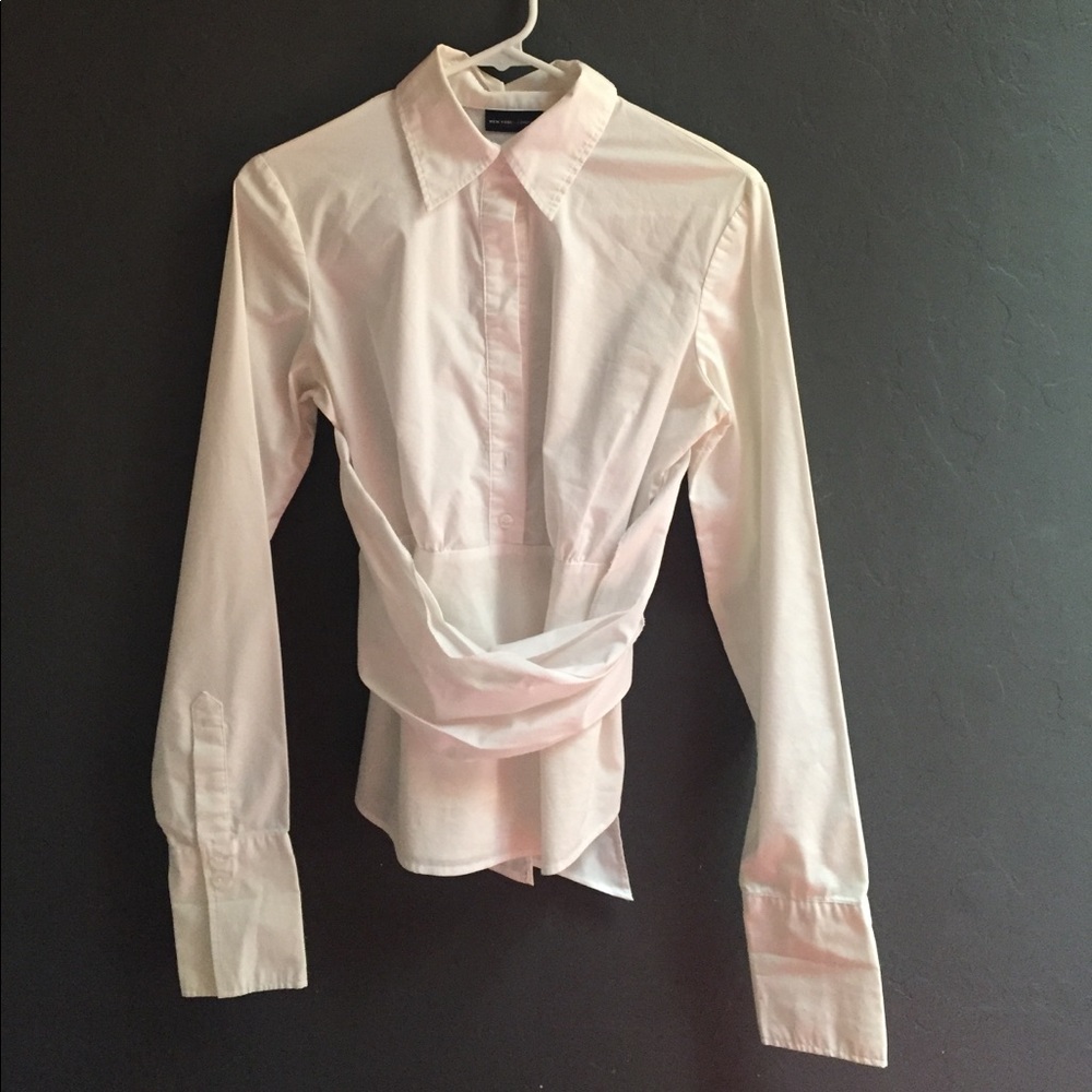White button up with wrap detail