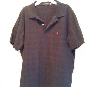 Nautica Black Checked Polo Shirt Size Large EUC